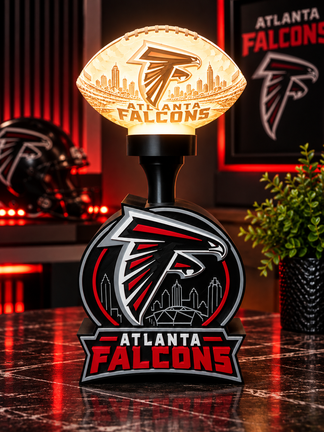 Atlanta Falcons Inspired 3D Lamp Base, 3MF digital file